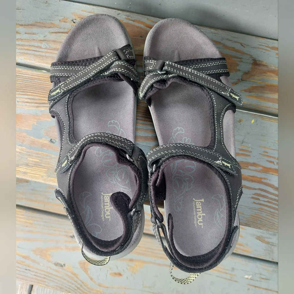 JAMBU All Terra Design Womens Sandals Leather Black Size 8.5M